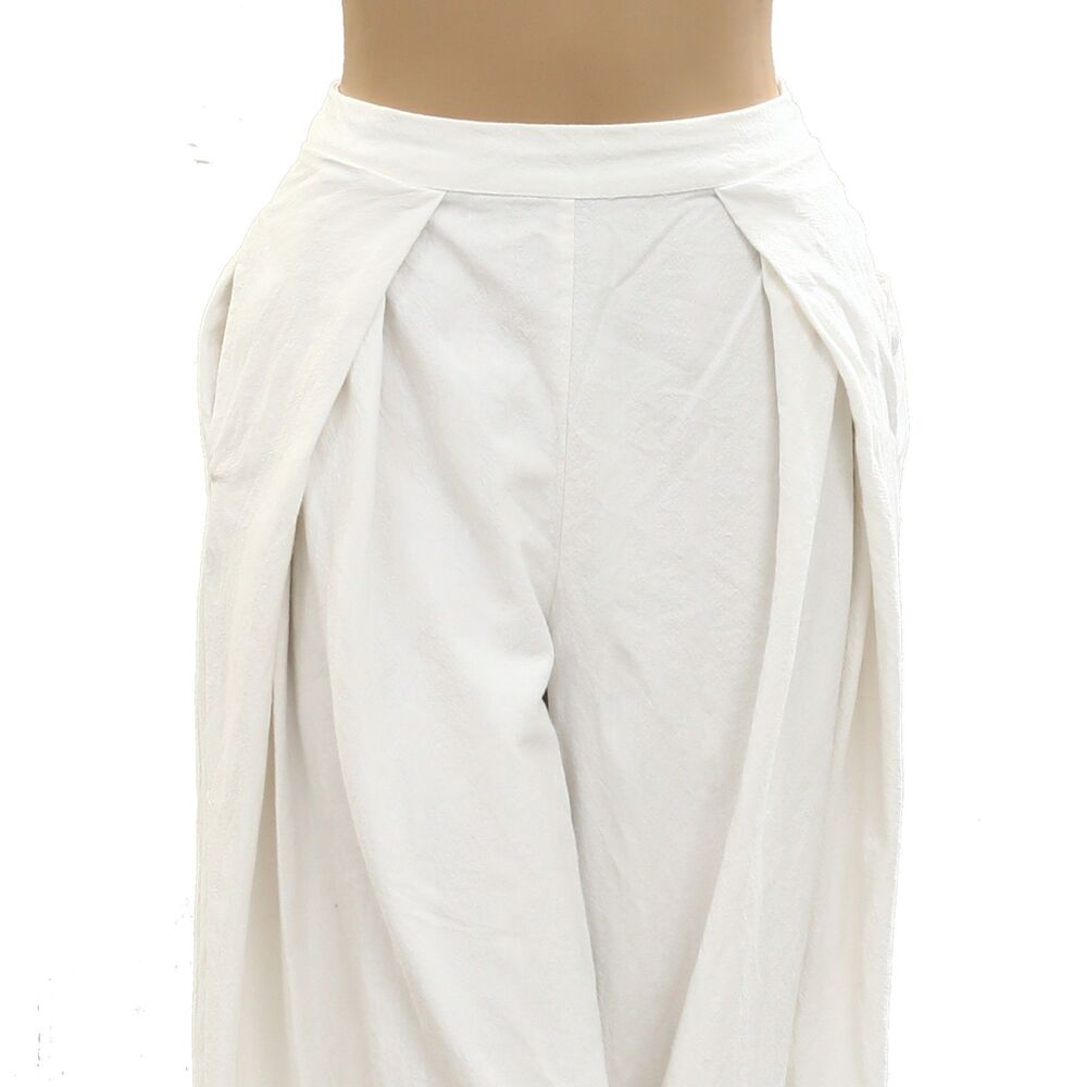 Free People White Wide Leg Draped Pants - Picture 4 of 6